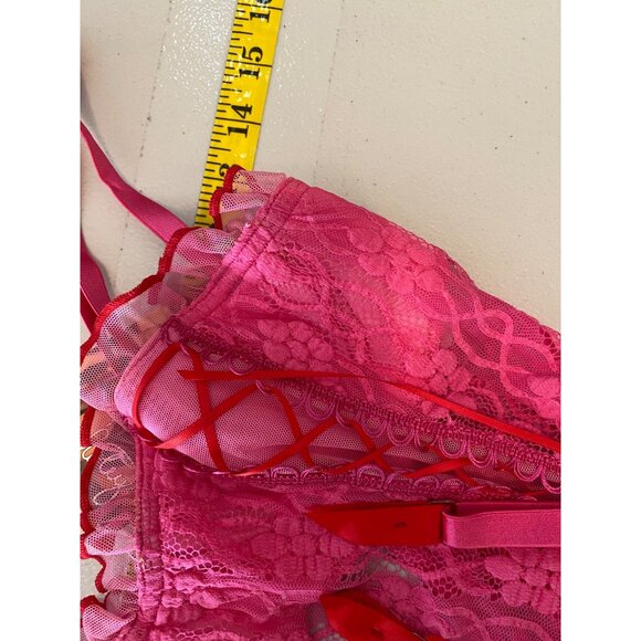 Shirley or Hollywood Lace Pink Teddy Garter Straps Small - Picture 7 of 8